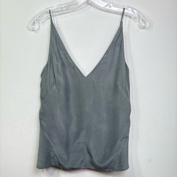 J Brand Tops - J Brand Silk V Neck Sleeveless Cami Tank Top Slate Green/Gray